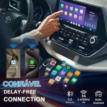 Adaptador sem fio 2 em 1 para CarPlay e Android Auto da Vapto
