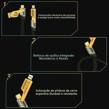 Cabo Altomex 4 em 1 com carregamento rápido e conector USB Tipo-C da Vapto