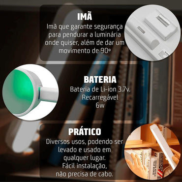 Luminária de mesa LED em formato de bastão, magnética e com USB da Altomex e Vapto