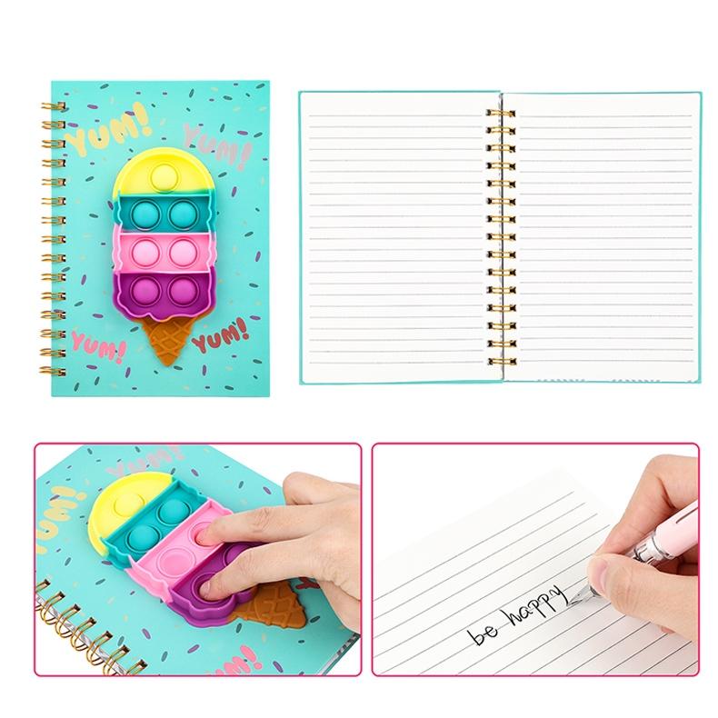 Caderno de exercícios A5 com 80 páginas e capa Pop It antiestresse da Vapto
