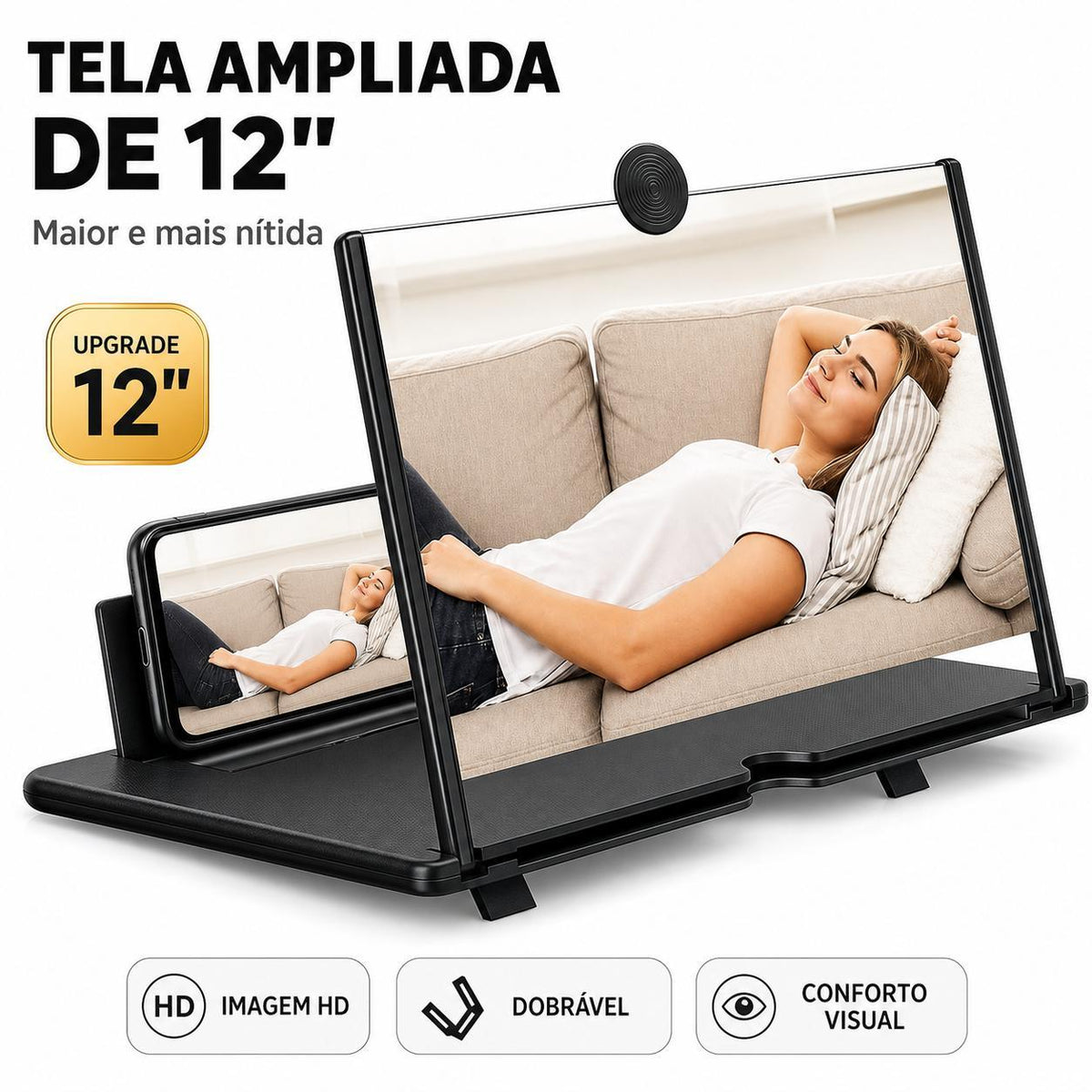 Amplificador de Tela para Celular 12" 3D HD Dobrável