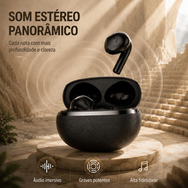 Fone Bluetooth Eletro com cancelamento de ruído ENC e estojo portátil