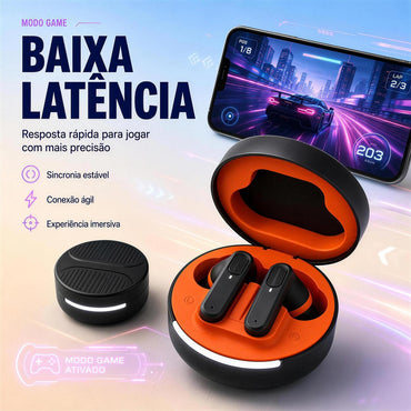 Fone Bluetooth gamer Eletro com baixa latência para jogos e uso sem fio