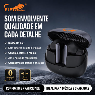 Fone Bluetooth Eletro sem fio e portátil para ouvir música e atender chamadas