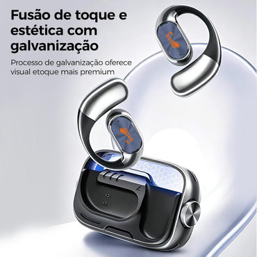 Fone de ouvido sem fio aberto Eletro com Bluetooth para música e chamadas