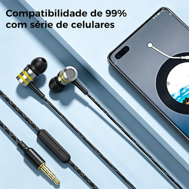 Fone de ouvido com fio intra-auricular com driver híbrido e graves potentes da Vapto