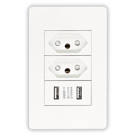 Kit com 2 tomadas de parede USB duplas bivolt para carregamento e alimentação da Vapto