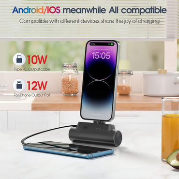 Mini power bank portátil de 5.000 mAh com suporte para celular da Vapto