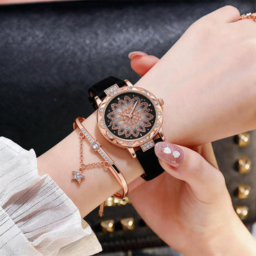 Relógio feminino elegante com detalhes de diamante da Vapto