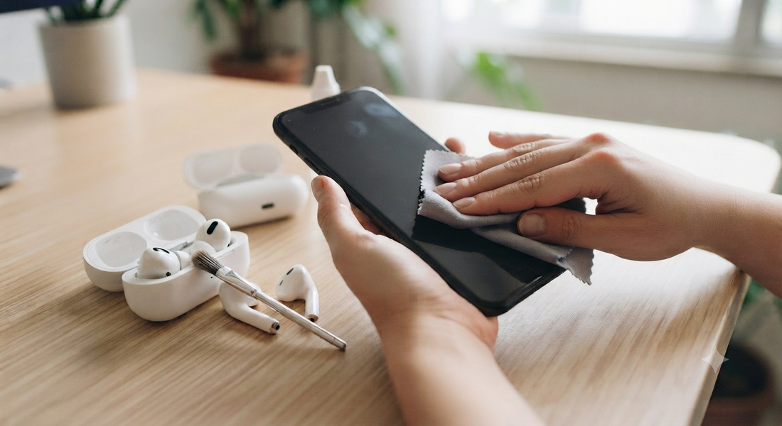 Guia de Limpeza: Como higienizar e remover poeira dos seus fones Bluetooth e da tela do celular de forma correta?