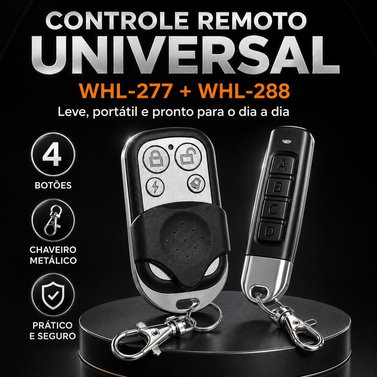 Controle Remoto Copiador 433,92MHz para Portão – 4 Botões