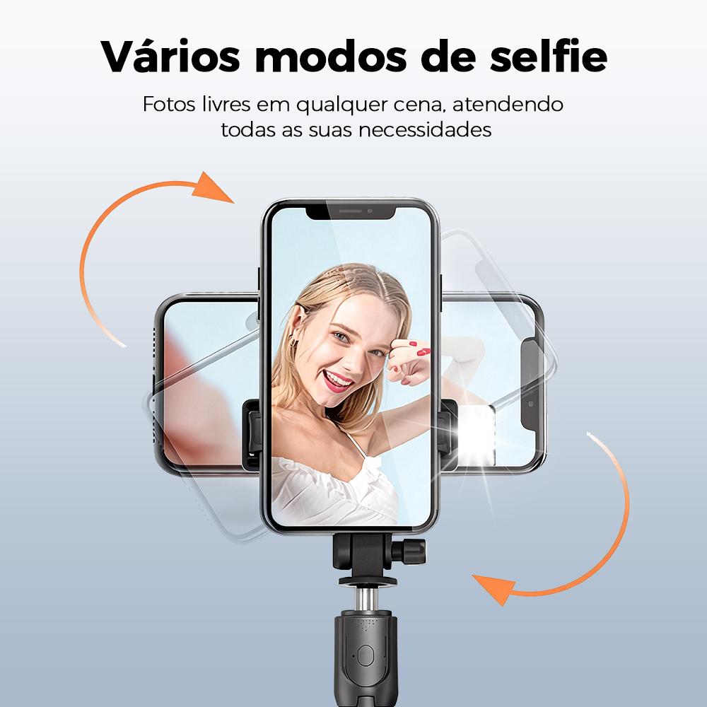 Bastão de Selfie com Tripé Portátil e Controle Bluetooth para Celular