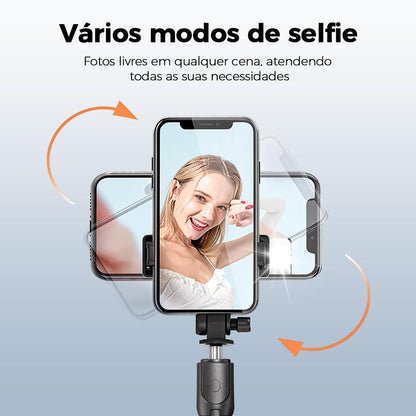 Bastão de Selfie com Tripé Portátil e Controle Bluetooth para Celular