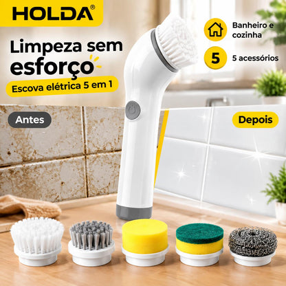 Escova Elétrica de Limpeza 5 em 1 Recarregável Multiuso