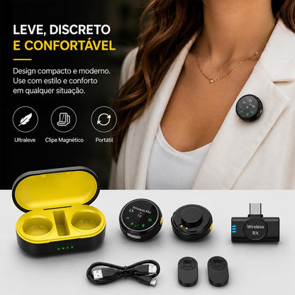 Microfone de Lapela Type-C, Plug and Play sem APP – Áudio Profissional para Live e Vídeo, Frete Rápido【BD】