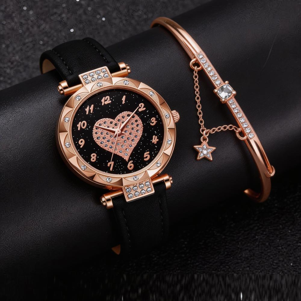 Relógio Feminino de Quartzo com Diamantes e À Prova D'Água