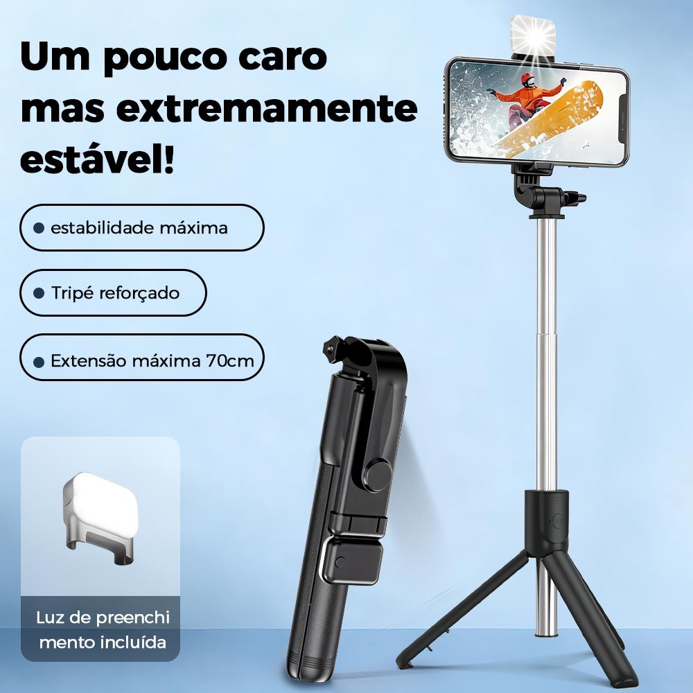 Bastão de Selfie com Tripé Portátil e Controle Bluetooth para Celular