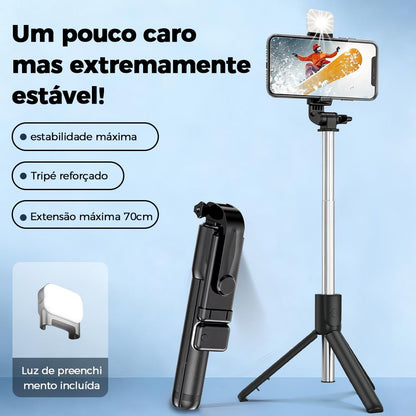 Bastão de Selfie com Tripé Portátil e Controle Bluetooth para Celular