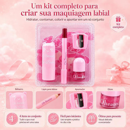 Batom Duo 3 em 1 Matte e Gloss Espelhado Rosa Pêssego – 24h