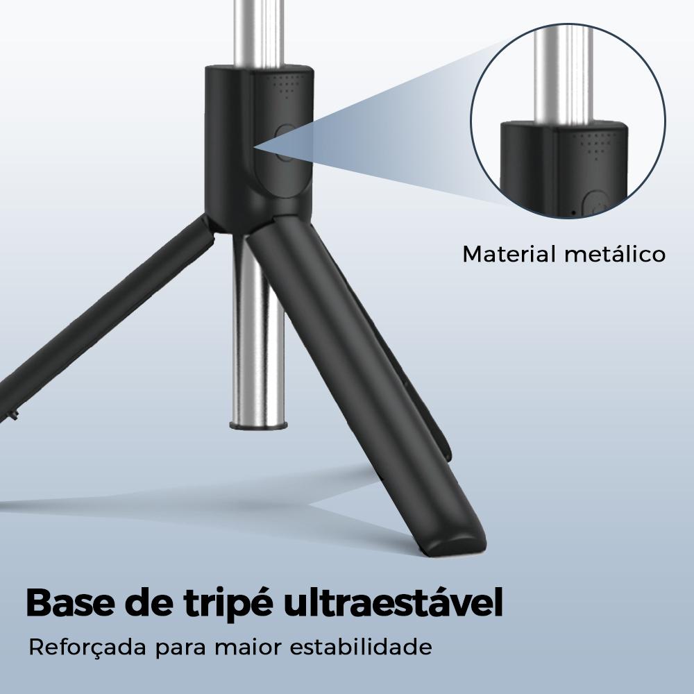 Bastão de Selfie com Tripé Portátil e Controle Bluetooth para Celular