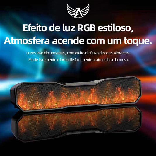 Caixa de Som Bluetooth Portátil com Luz RGB e Potência de 10W