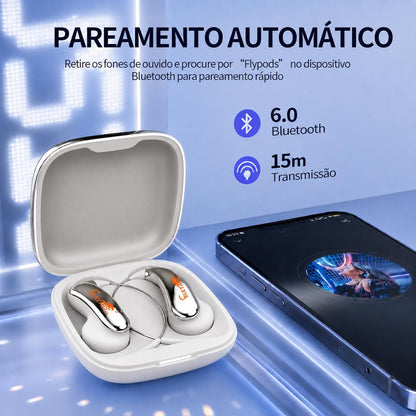 Fone Bluetooth Esportivo Open-Ear ELETRO com IA e Tradução