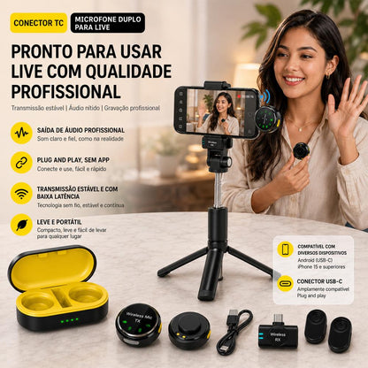 Microfone de Lapela Type-C, Plug and Play sem APP – Áudio Profissional para Live e Vídeo, Frete Rápido【BD】
