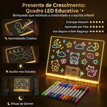 Lousa Mágica LED Infantil 30x20cm para Desenho