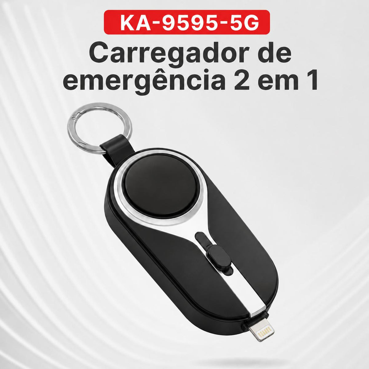 Mini Carregador Emergencial 2 em 1 Portátil com Chaveiro – iPhone ou Android