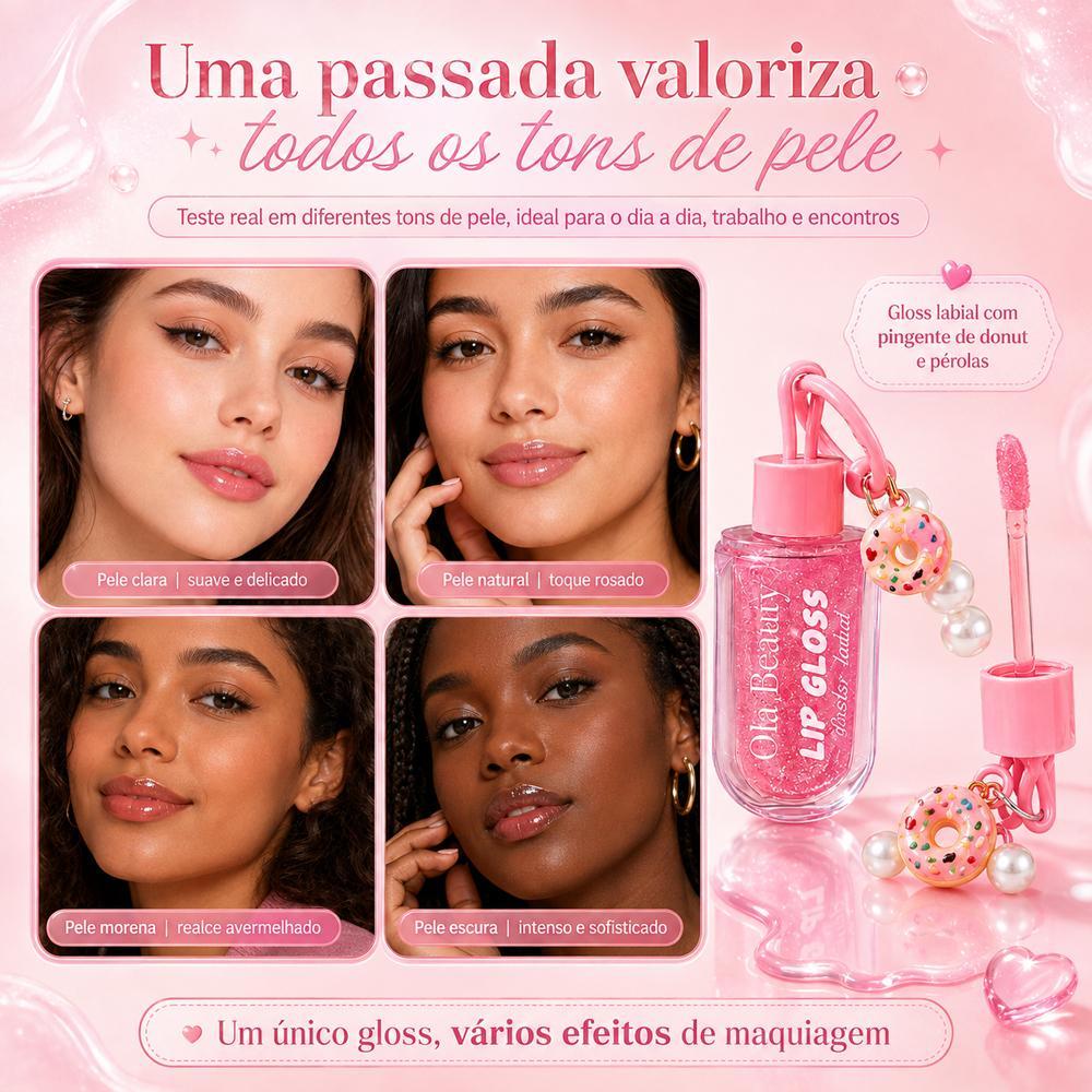 Batom Duo 3 em 1 Matte e Gloss Espelhado Rosa Pêssego – 24h