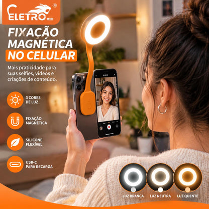 Mini Luz LED RGB Magnética Recarregável para Celular e Câmera