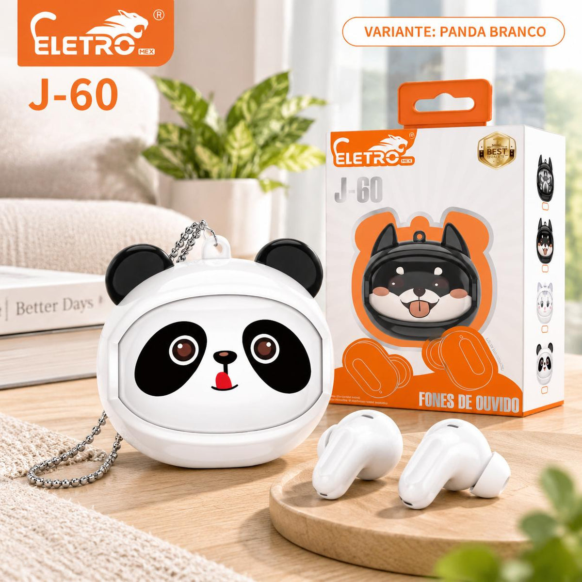 Fone Bluetooth Panda TWS 5.3 com Microfone e Cancelamento de Ruído
