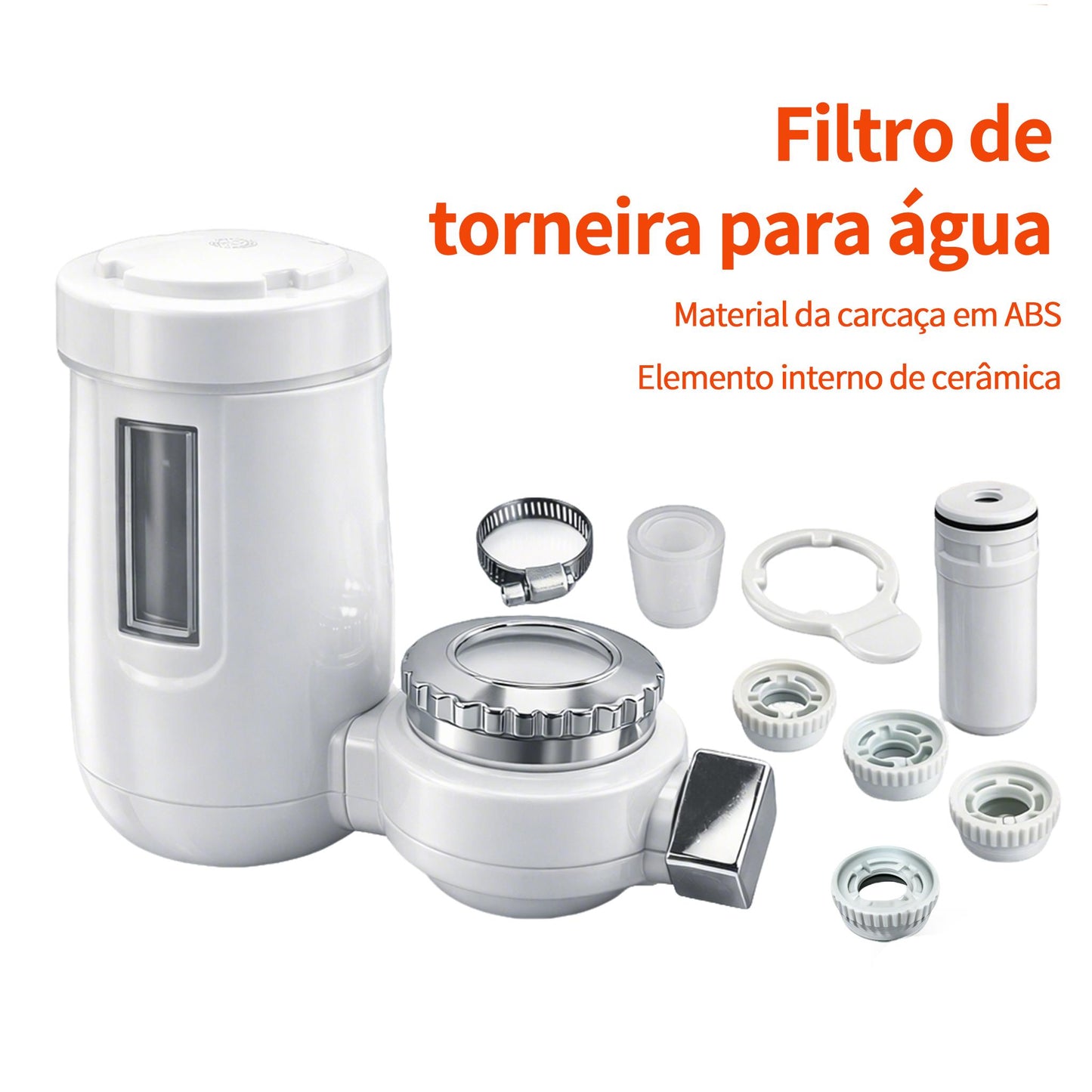 Filtro Purificador de Água Giratório 360° para Torneira de Cozinha e Banheiro