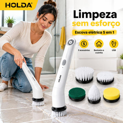 Escova Elétrica de Limpeza 5 em 1 Recarregável Multiuso