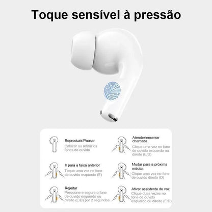 Fone de Ouvido Bluetooth A6 Pro Esportivo Intra-Auricular com Cancelamento de Ruído
