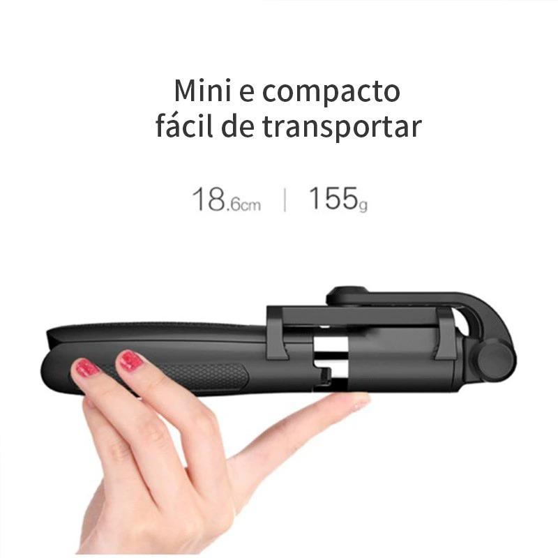 Pau de Selfie e Tripé Retrátil para Celular - com Luz LED e Controle Bluetooth