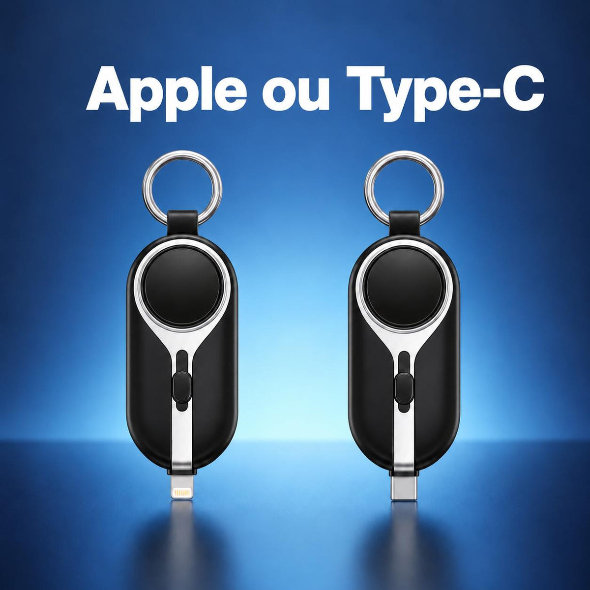 Mini Carregador Emergencial 2 em 1 Portátil com Chaveiro – iPhone ou Android