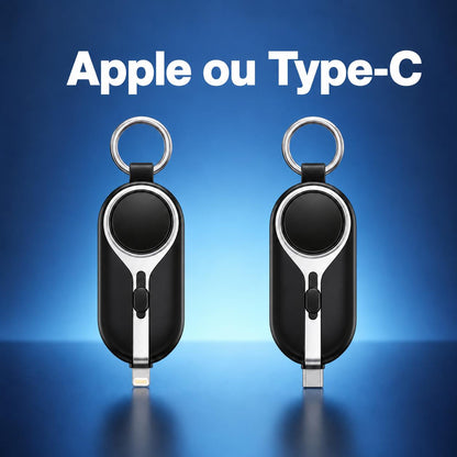 Mini Carregador Emergencial 2 em 1 Portátil com Chaveiro – iPhone ou Android