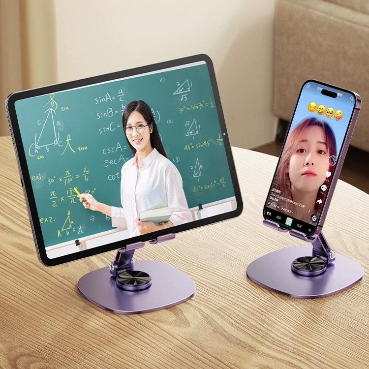 Suporte de Mesa Giratório 360° em Alumínio para Celular e Tablet