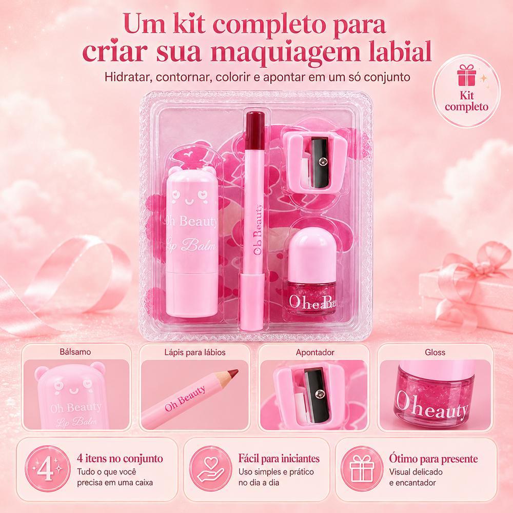 Batom Duo 3 em 1 Matte e Gloss Espelhado Rosa Pêssego – 24h