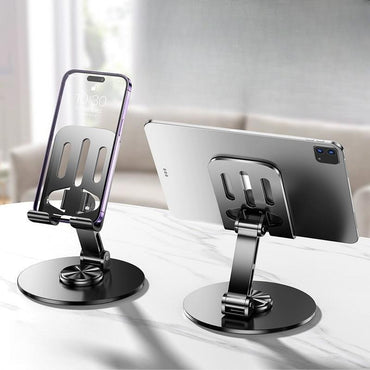 Suporte de Mesa Giratório 360° em Alumínio para Celular e Tablet
