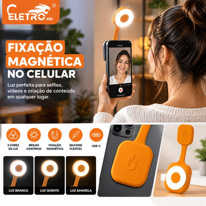 Mini Luz LED RGB Magnética Recarregável para Celular e Câmera
