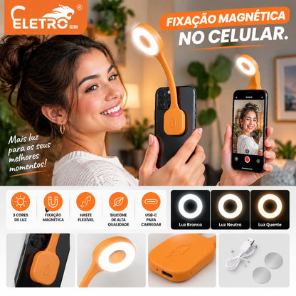 Mini Luz LED RGB Magnética Recarregável para Celular e Câmera