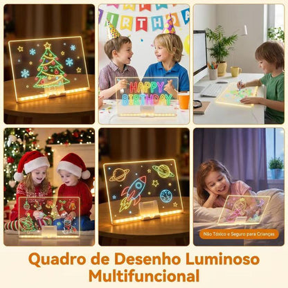 Lousa Mágica LED Infantil 30x20cm para Desenho