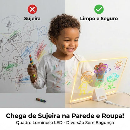 Lousa Mágica LED Infantil 30x20cm para Desenho