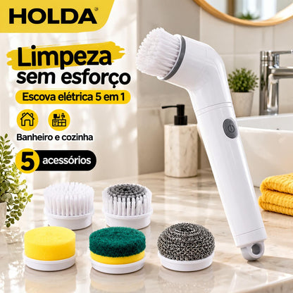 Escova Elétrica de Limpeza 5 em 1 Recarregável Multiuso