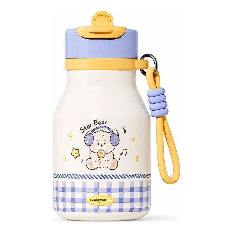 Garrafa Térmica Infantil 480ml Inox Cachorro com Canudo