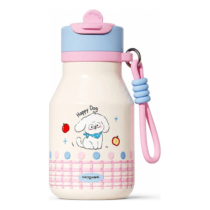 Garrafa Térmica Infantil 480ml Inox Cachorro com Canudo