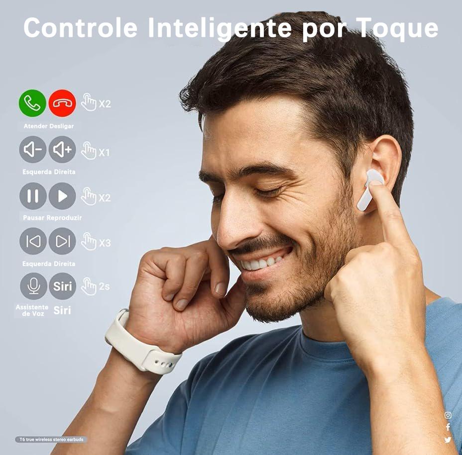Altomex Fone de Ouvido Bluetooth TWS Estéreo com Visor Digital e Cancelamento de Ruído