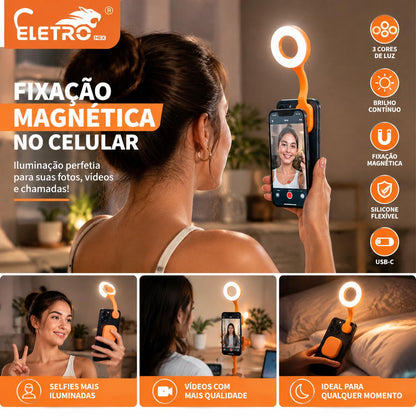 Mini Luz LED RGB Magnética Recarregável para Celular e Câmera
